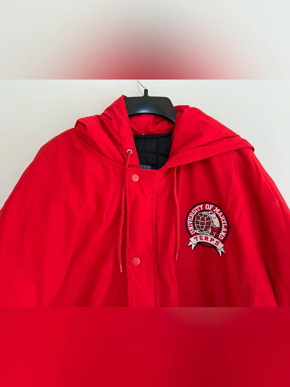 STARTER RARE Early 90s Vintage Maryland Terrapins Hooded Insulated Red Jacket, M